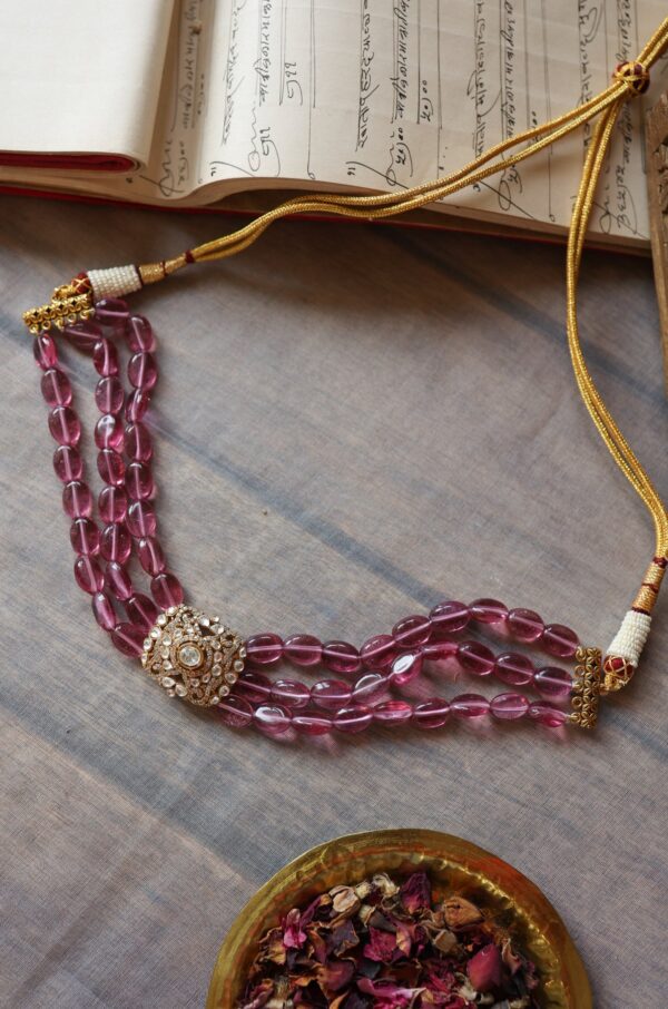 Mira Pink Polki Necklace - Image 2